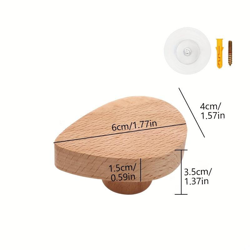 Adhesive Wall Hooks for Kids Towels Coats Clothes Decorative Wooden Hooks