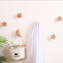Adhesive Wall Hooks for Kids Towels Coats Clothes Decorative Wooden Hooks