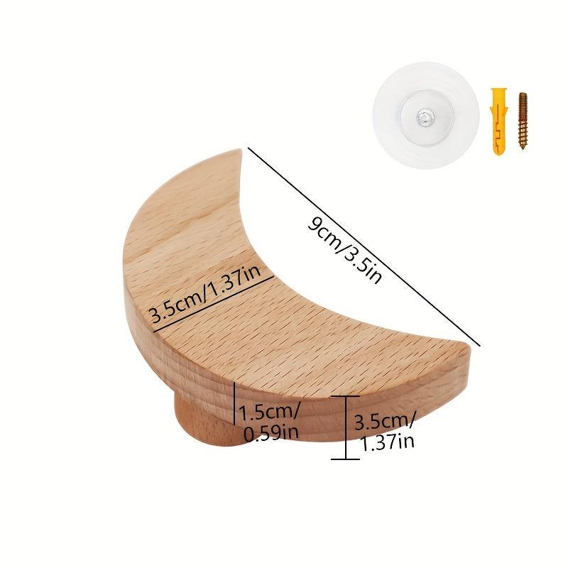 Adhesive Wall Hooks for Kids Towels Coats Clothes Decorative Wooden Hooks