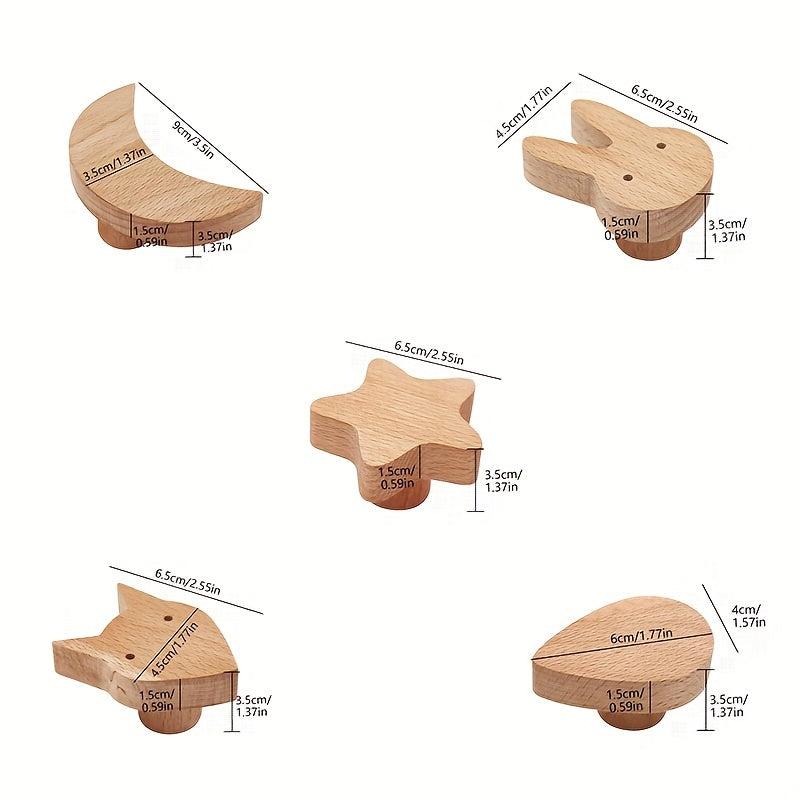 Adhesive Wall Hooks for Kids Towels Coats Clothes Decorative Wooden Hooks