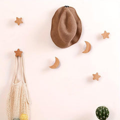 Adhesive Wall Hooks for Kids Towels Coats Clothes Decorative Wooden Hooks
