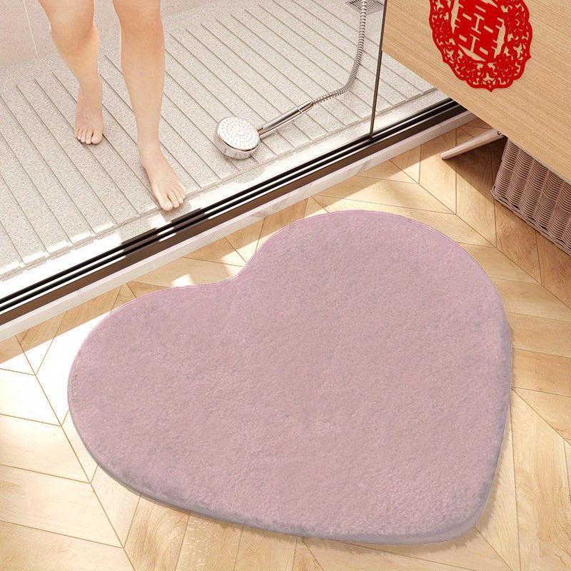 Soft Heart Shaped Bath Mat Absorbent Non Slip Comfortable Decor Bathroom Floor