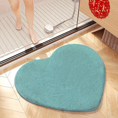Soft Heart Shaped Bath Mat Absorbent Non Slip Comfortable Decor Bathroom Floor