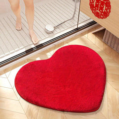 Soft Heart Shaped Bath Mat Absorbent Non Slip Comfortable Decor Bathroom Floor