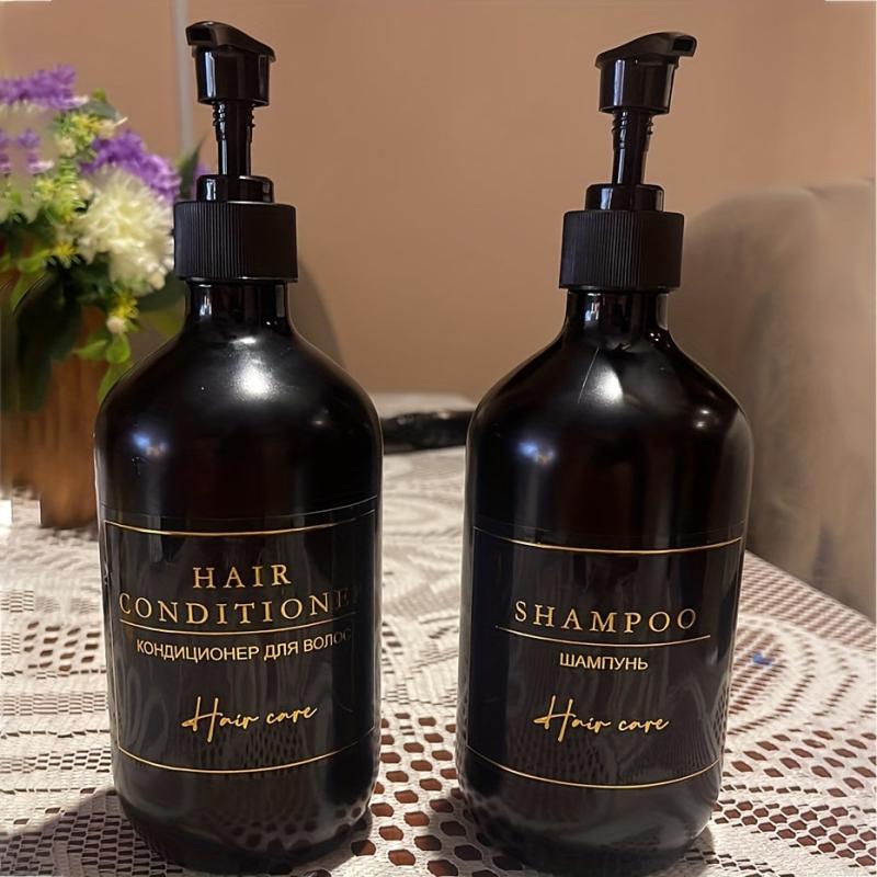 3pcs Bathroom Dispenser Bottles 500ml Reusable Press Lotion Waterproof Labels