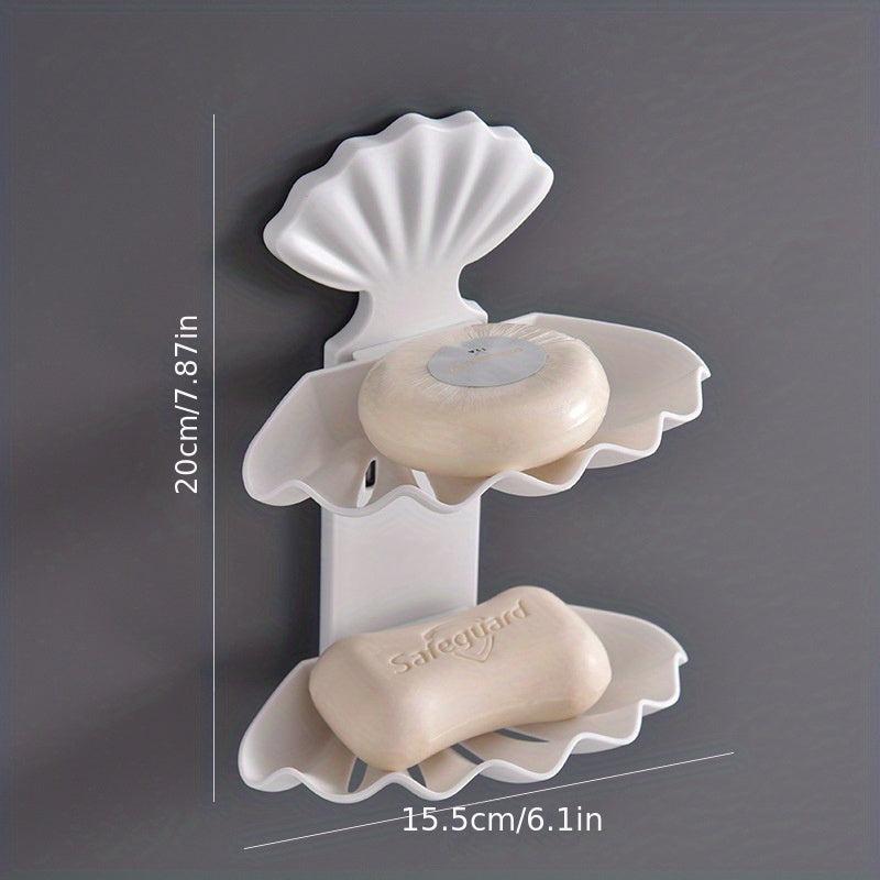 Shell Soap Box Punching Self Drain Soap Case Bathroom Toilet Soap Rack