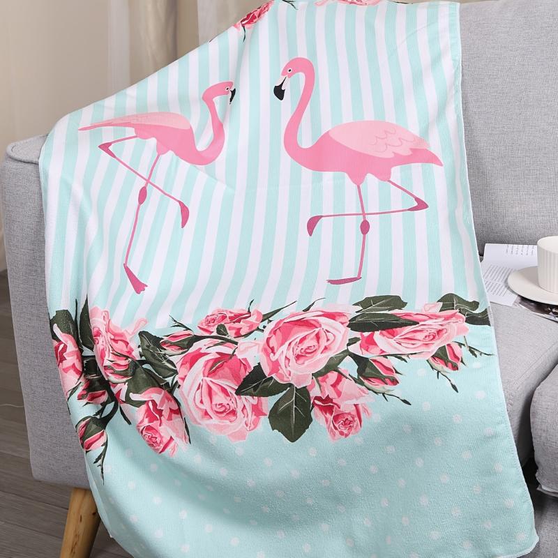 Microfiber Flower & Flamingo Pattern Swim Beach Towel 25x59