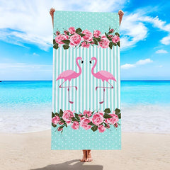 Microfiber Flower & Flamingo Pattern Swim Beach Towel 25x59