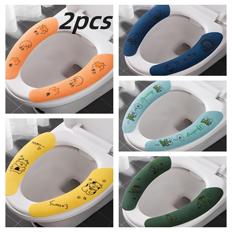 2pcs Summer Toilet Mat Washable Self Adhesive Toilet Sticker