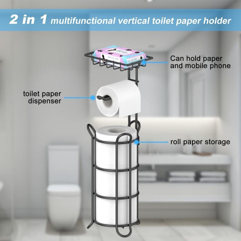 Toilet Paper Holder Stainless Steel with Storage Shelf