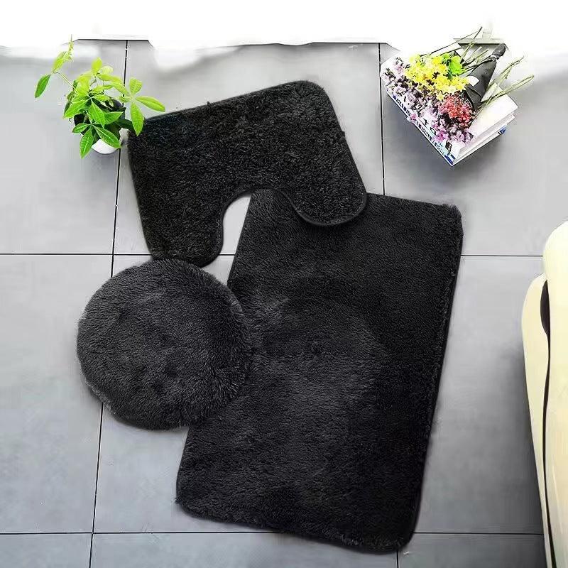 3pcs Soft Absorbent Bathroom Floor Mat Set Non Slip Machine Washable Carpet