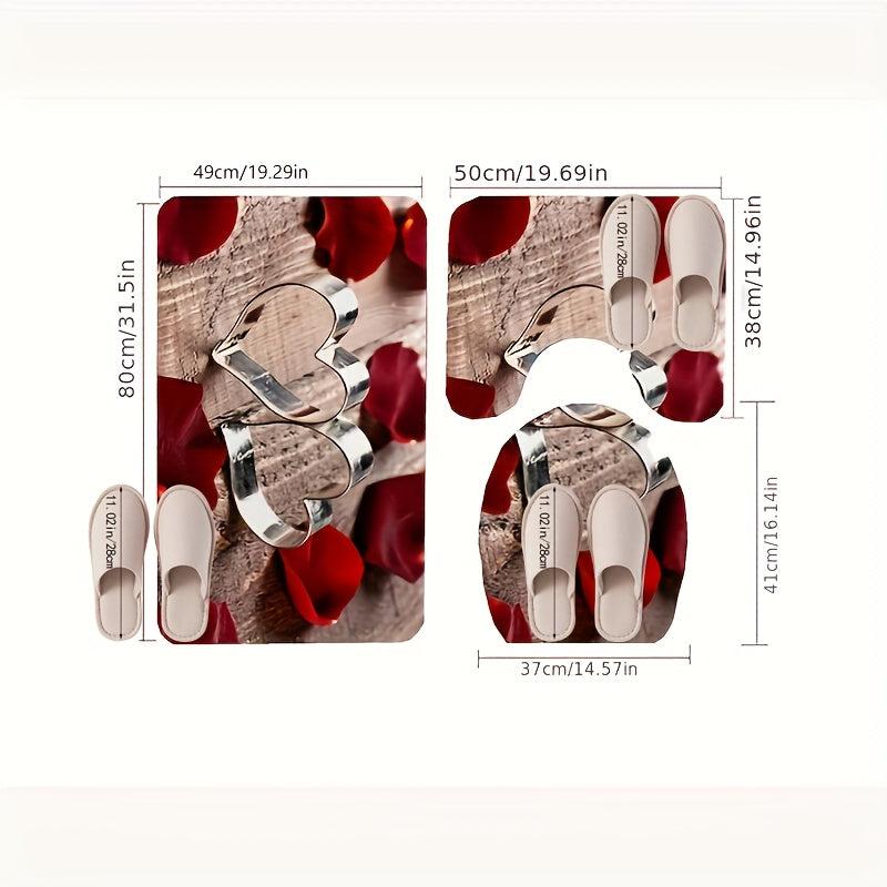 3pcs Soft Absorbent Bathroom Floor Mat Set Non Slip Machine Washable Carpet