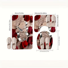 3pcs Soft Absorbent Bathroom Floor Mat Set Non Slip Machine Washable Carpet