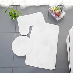 3pcs Soft Absorbent Bathroom Floor Mat Set Non Slip Machine Washable Carpet