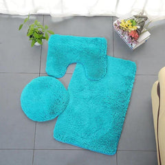 3pcs Soft Absorbent Bathroom Floor Mat Set Non Slip Machine Washable Carpet