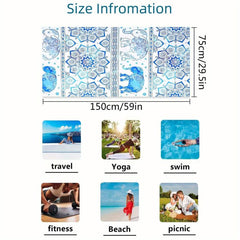Flower & Elephant Pattern Beach Towel Lightweight Absorbent