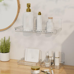 Transparent Wall Storage Box Floating Bathroom Shelf Organizer
