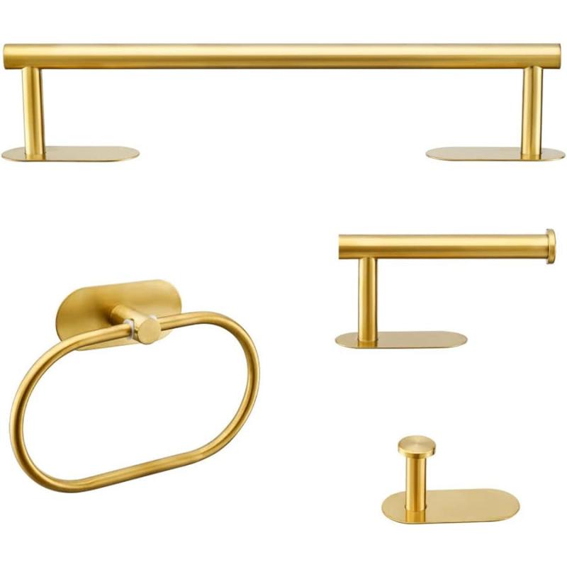 4pcs Bathroom Hardware Set Stainless Steel Towel Rack Kit