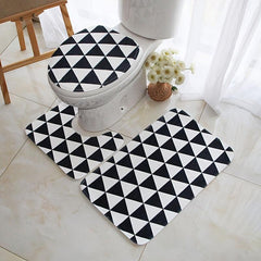3pc Flannel Toilet Carpets Set Non-Slip Bathroom Mats