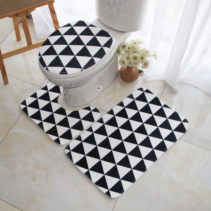 3pc Flannel Toilet Carpets Set Non-Slip Bathroom Mats