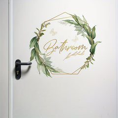 Bathroom Door Decals Decorative Flower Stickers Self Adhesive Decoration