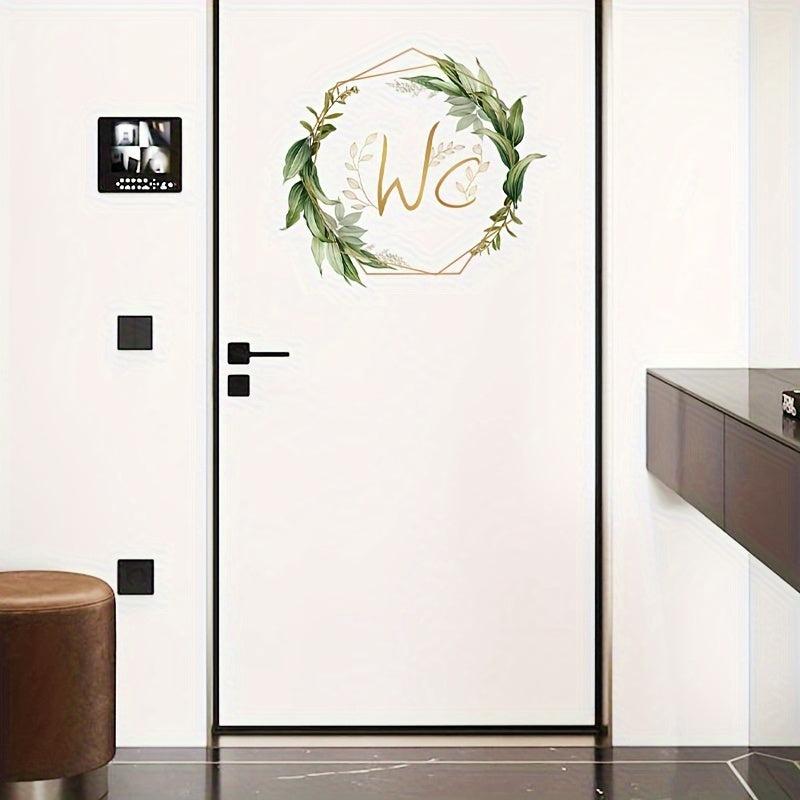 Bathroom Door Decals Decorative Flower Stickers Self Adhesive Decoration