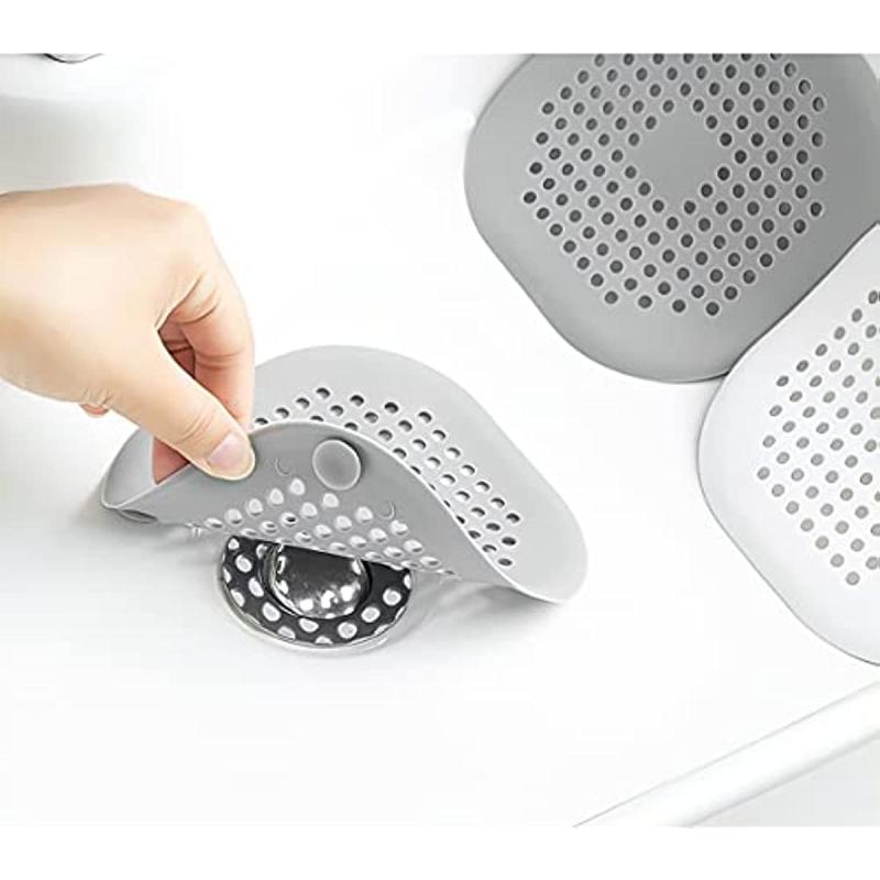 4pcs Silicone Sink Filter with Suction Cup Hair Catcher and Drain Protector