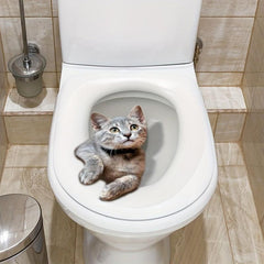 Creative Kitten Toilet Lid Decal for Bathroom Decor