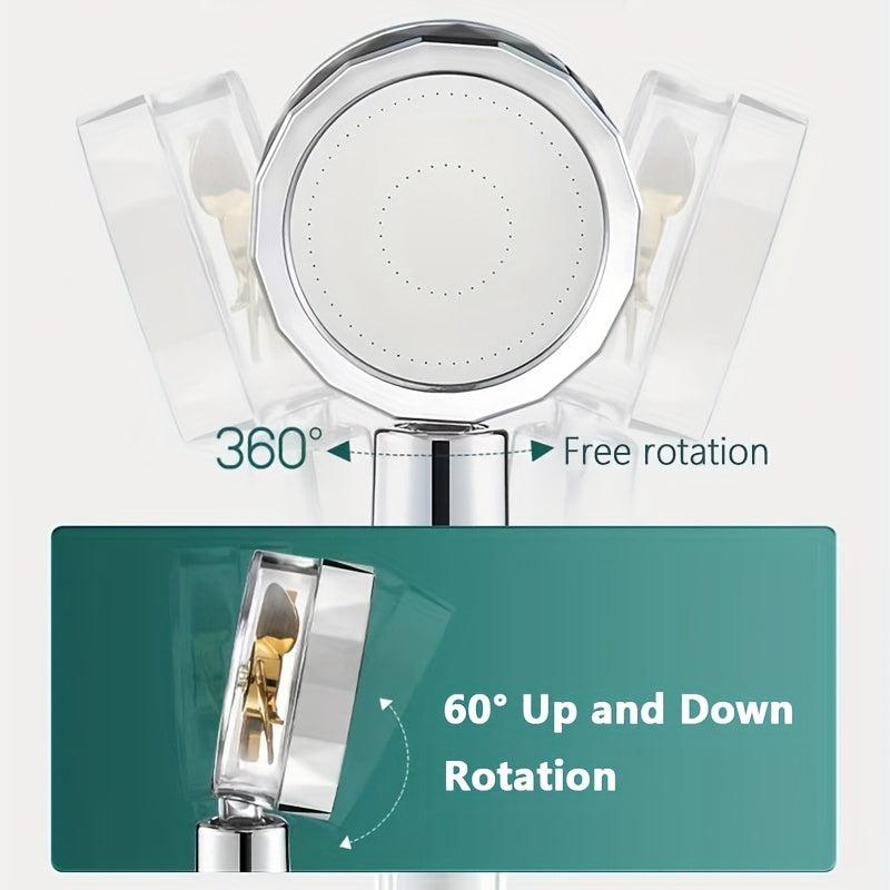 Yellow Fan Shower Head High Pressure Rotatable Handheld Shower Head