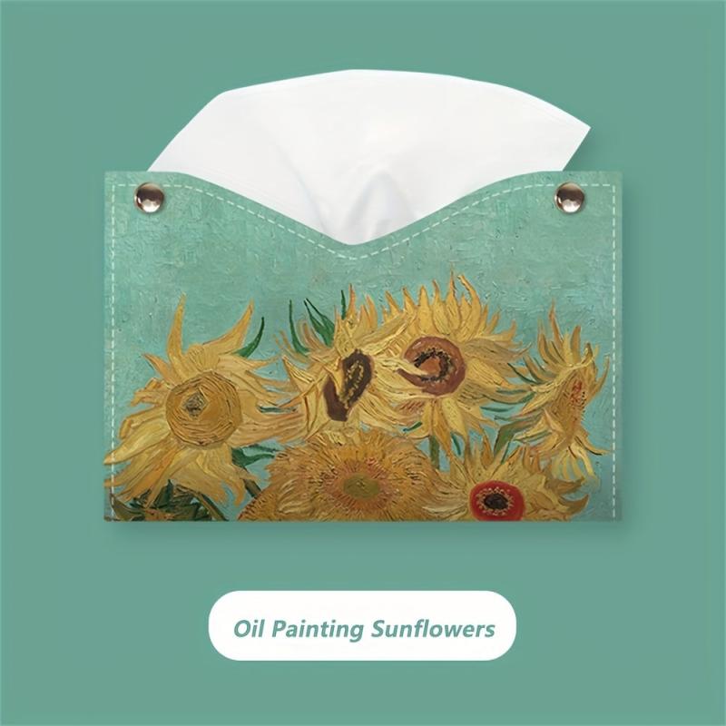 Waterproof PU Leather Painting Tissue Holder for Car Living Room Hotel