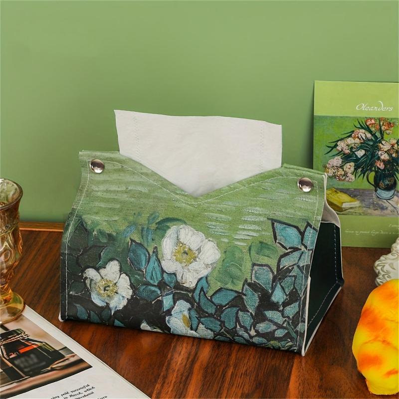 Waterproof PU Leather Painting Tissue Holder for Car Living Room Hotel