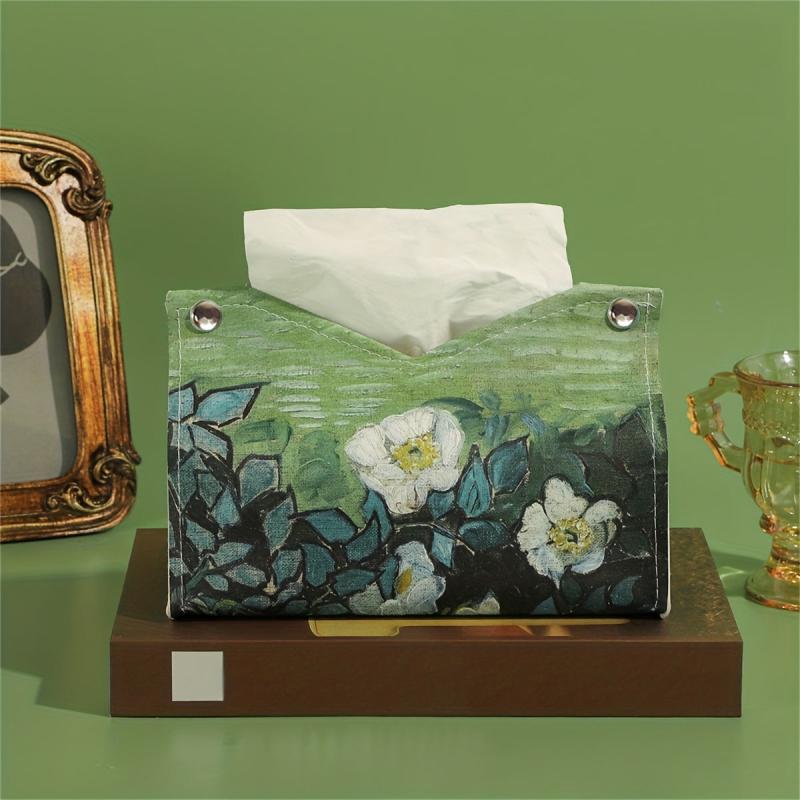 Waterproof PU Leather Painting Tissue Holder for Car Living Room Hotel