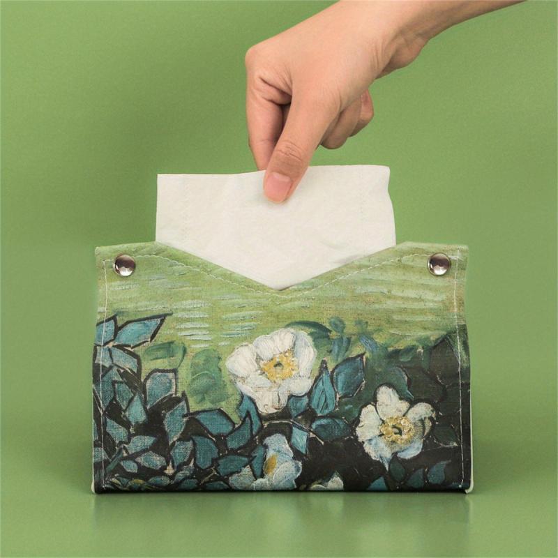 Waterproof PU Leather Painting Tissue Holder for Car Living Room Hotel