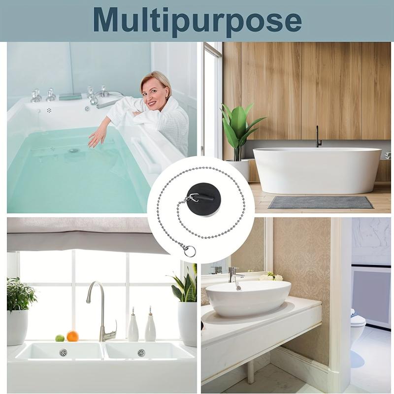 Rubber Bath Plug with Chain 1.57inch Shower Drain Cover