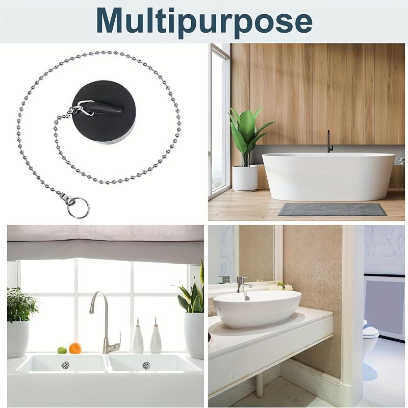 Rubber Bath Plug with Chain 1.57inch Shower Drain Cover
