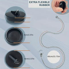 Rubber Bath Plug with Chain 1.57inch Shower Drain Cover