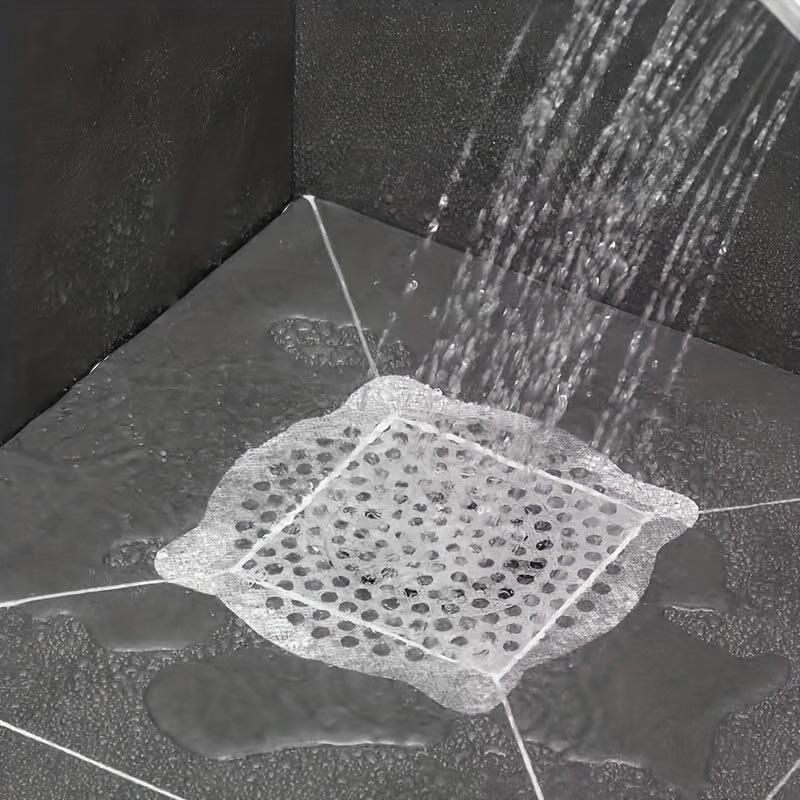 10pcs Disposable Shower Drain Hair Catcher Mesh Stickers