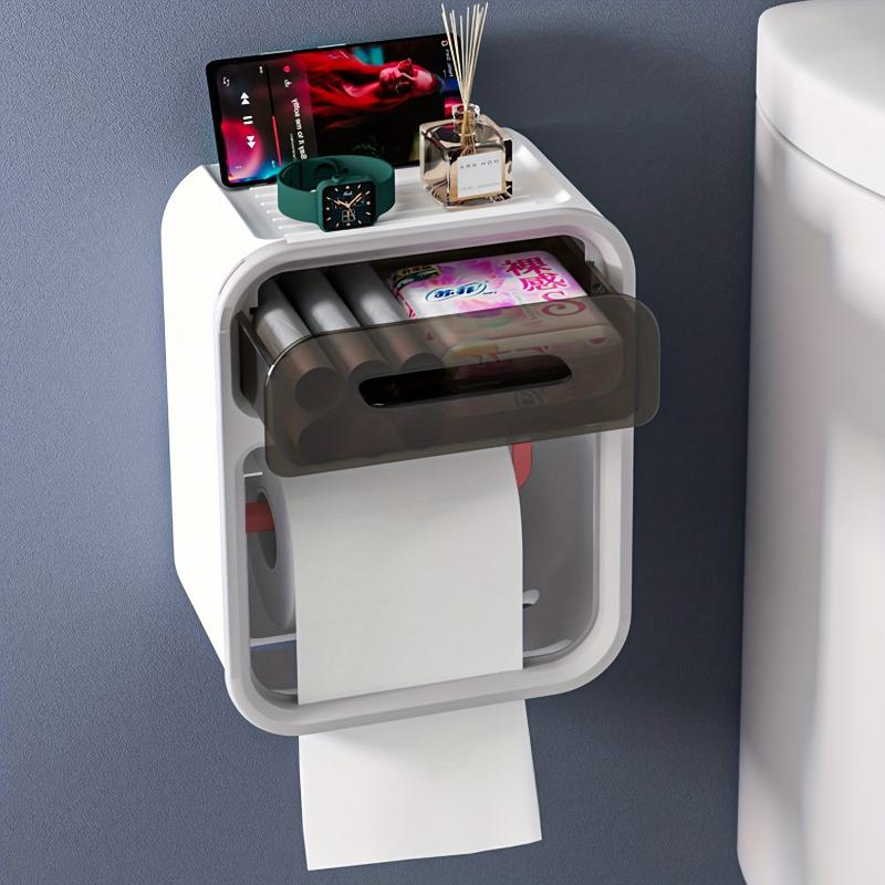 Wall Mounted Tissue Storage Box With Drawer Double Layer Tissue Organizer