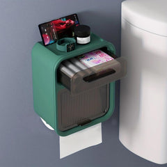 Wall Mounted Tissue Storage Box With Drawer Double Layer Tissue Organizer