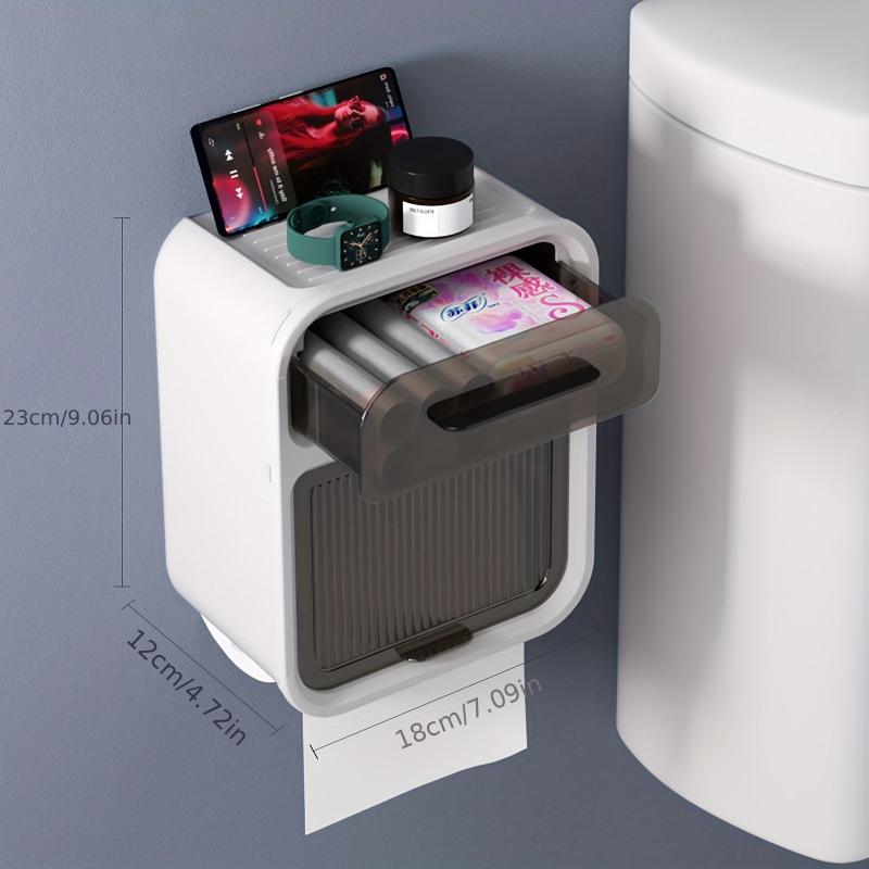 Wall Mounted Tissue Storage Box With Drawer Double Layer Tissue Organizer
