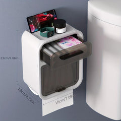 Wall Mounted Tissue Storage Box With Drawer Double Layer Tissue Organizer