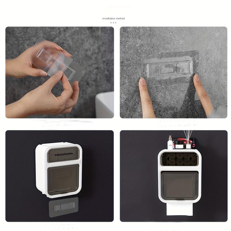 Wall Mounted Tissue Storage Box With Drawer Double Layer Tissue Organizer