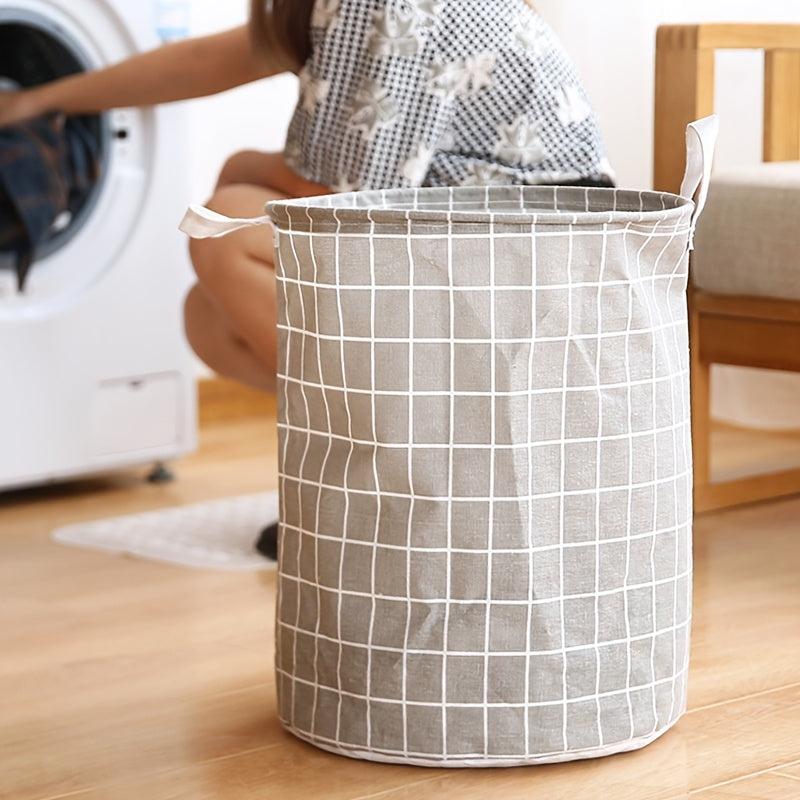 Foldable Cotton Linen Laundry Basket Waterproof Storage