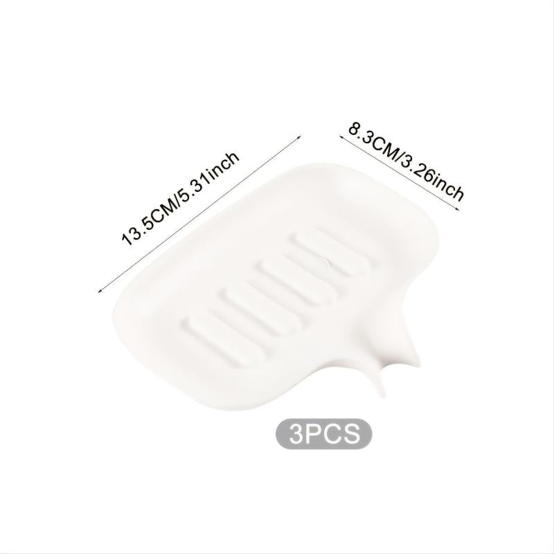 3pcs Soap Holder Self Draining Soap Dish Bathroom Accessories