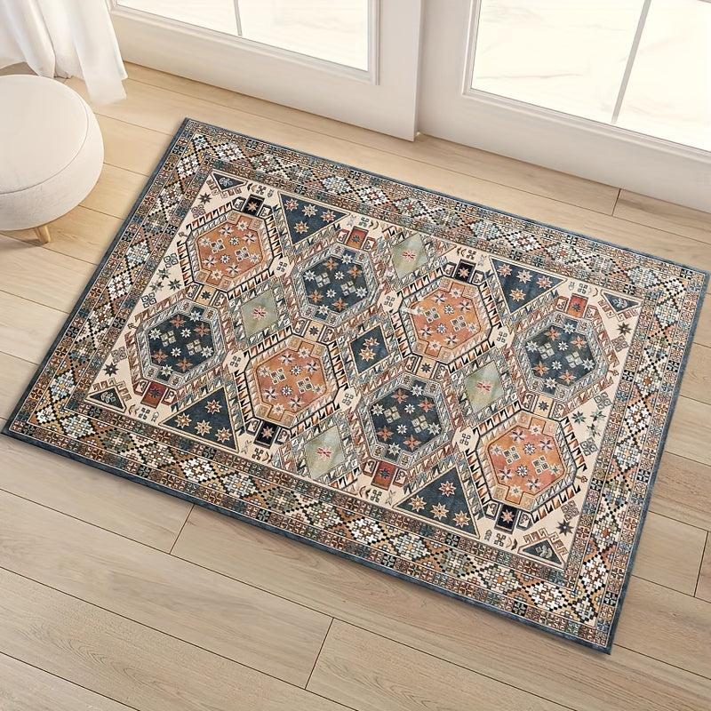Boho Pattern Floor Mat Soft Non Slip Bath Rug Vintage Bohemian Washable Area Rug