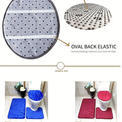 3pc Soft Non Slip Bath Mat Set Bathroom Accessories