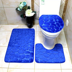3pc Soft Non Slip Bath Mat Set Bathroom Accessories