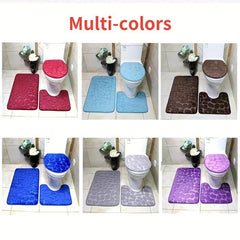 3pc Soft Non Slip Bath Mat Set Bathroom Accessories