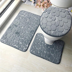 3pc Soft Non Slip Bath Mat Set Bathroom Accessories