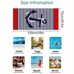 Striped Microfiber Beach Towel 59ft x 29 5ft Lightweight and Absorbent